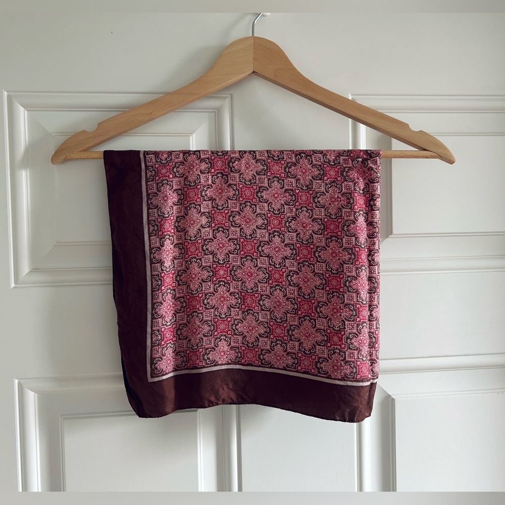 Vintage 1960-70’s LIBERTY of London Silk Scarf Made In England Brown/Red/Pink